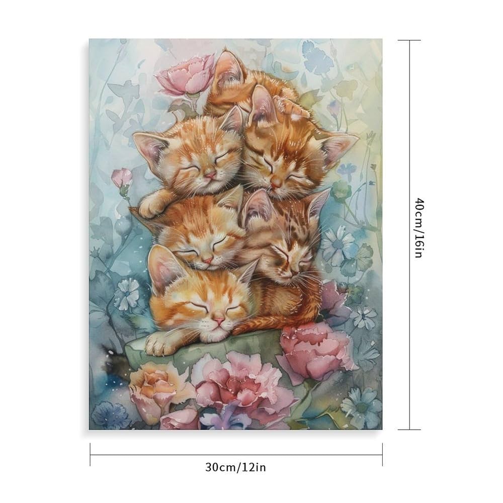 Amazon | ジェンガの上で眠る子猫 数字キットによる絵画 数字